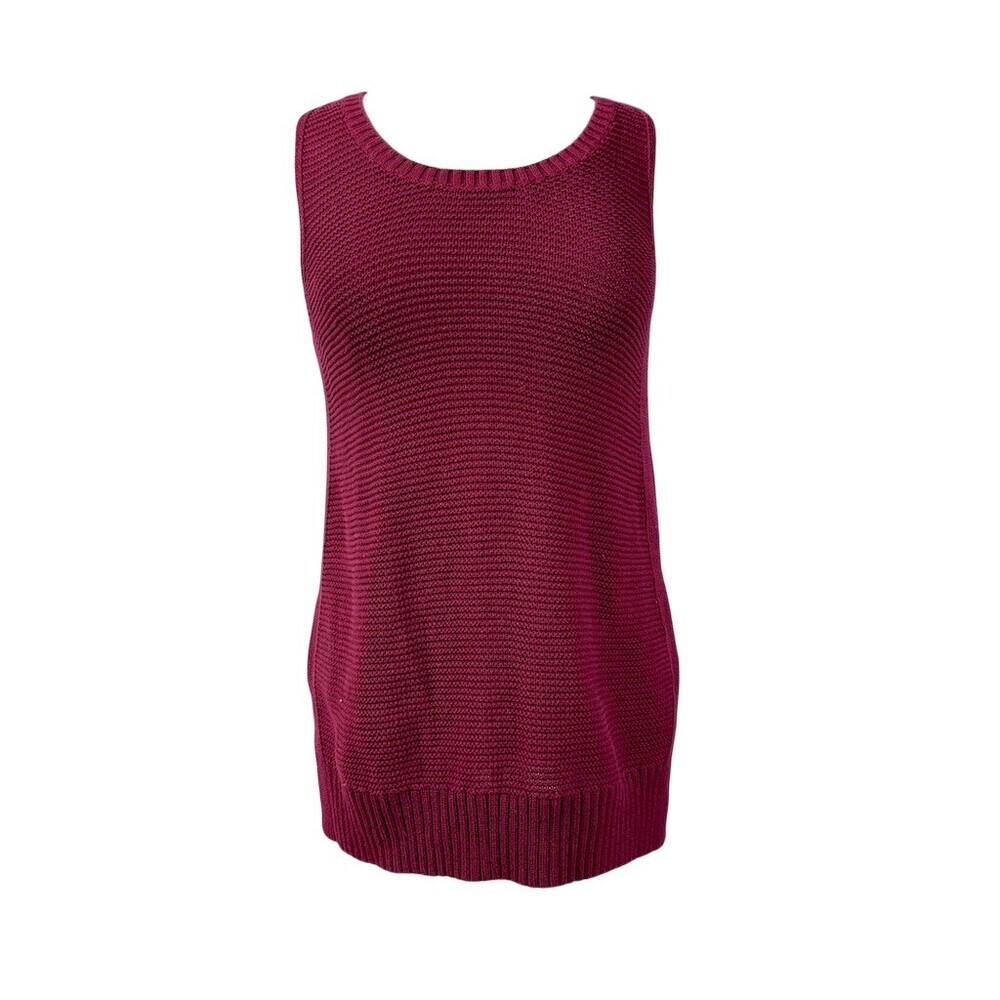 Gap Cotton Knit Tunic Top Womens Size S Burgundy Sleeveless Scoop Neck